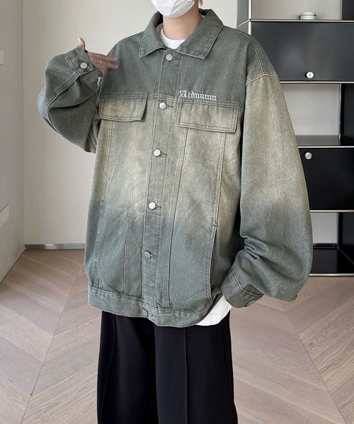 FVLMEN(フルメン)の「【FVLMEN】onepoint logo gradation denim jacket/ワンポイント ロゴ グラデーション デニム ジャケット(デニムジャケット・メンズ・ブラック/カーキ・X-LARGE/LARGE/MEDIUM)」の16枚目の写真