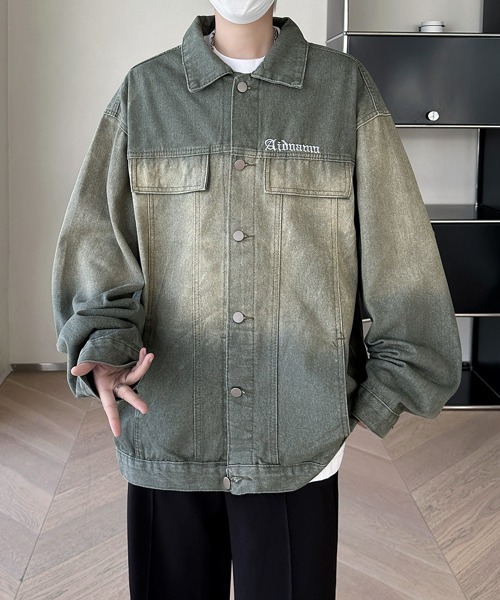 FVLMEN(フルメン)の「【FVLMEN】onepoint logo gradation denim jacket/ワンポイント ロゴ グラデーション デニム ジャケット(デニムジャケット・メンズ・ブラック/カーキ・X-LARGE/LARGE/MEDIUM)」の15枚目の写真