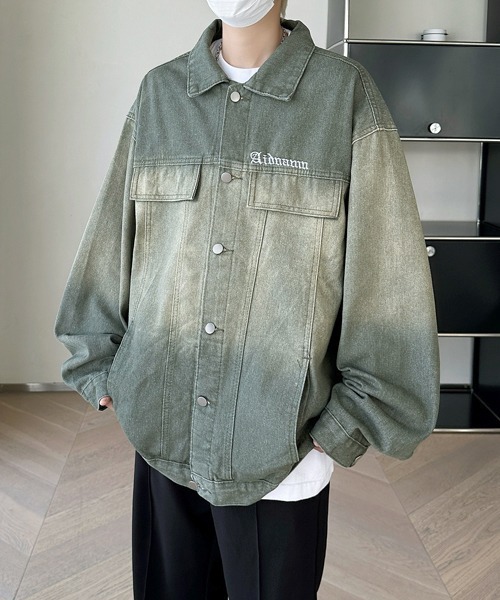 FVLMEN(フルメン)の「【FVLMEN】onepoint logo gradation denim jacket/ワンポイント ロゴ グラデーション デニム ジャケット(デニムジャケット・メンズ・ブラック/カーキ・X-LARGE/LARGE/MEDIUM)」の14枚目の写真