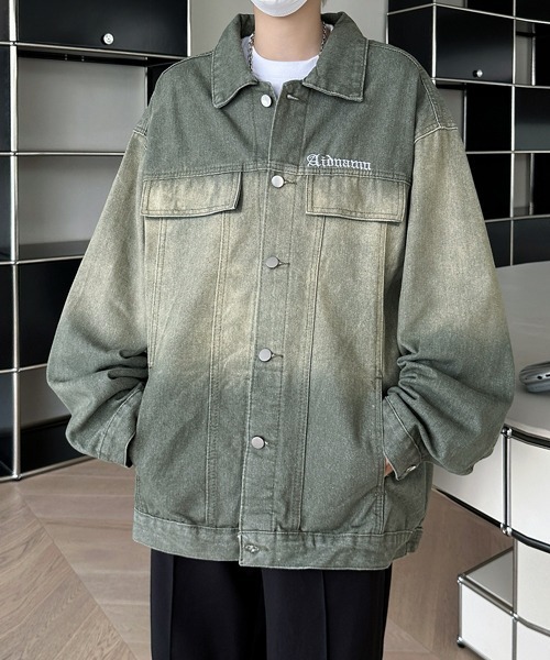 FVLMEN(フルメン)の「【FVLMEN】onepoint logo gradation denim jacket/ワンポイント ロゴ グラデーション デニム ジャケット(デニムジャケット・メンズ・ブラック/カーキ・X-LARGE/LARGE/MEDIUM)」の13枚目の写真