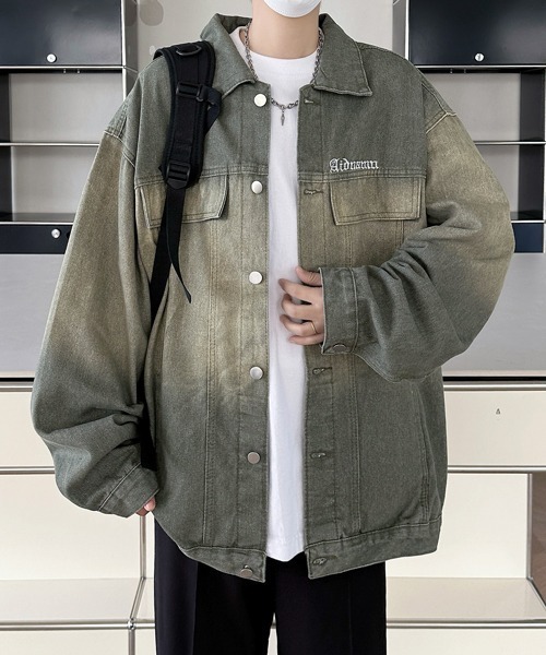 FVLMEN(フルメン)の「【FVLMEN】onepoint logo gradation denim jacket/ワンポイント ロゴ グラデーション デニム ジャケット(デニムジャケット・メンズ・ブラック/カーキ・X-LARGE/LARGE/MEDIUM)」の17枚目の写真