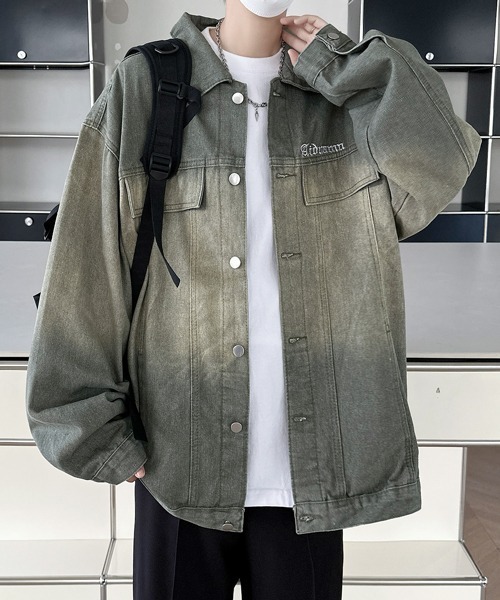 FVLMEN(フルメン)の「【FVLMEN】onepoint logo gradation denim jacket/ワンポイント ロゴ グラデーション デニム ジャケット(デニムジャケット・メンズ・ブラック/カーキ・X-LARGE/LARGE/MEDIUM)」の18枚目の写真