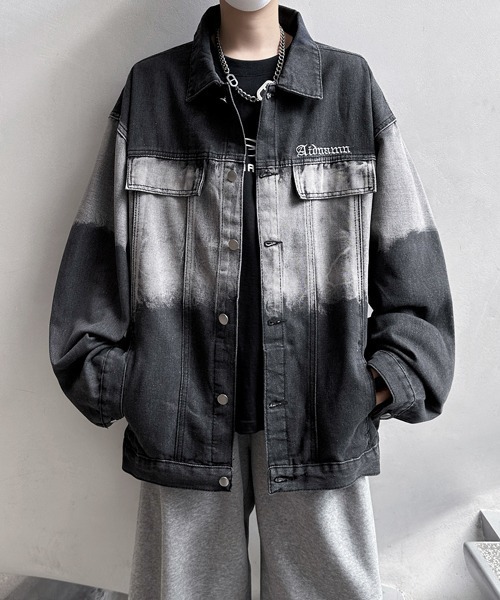 FVLMEN(フルメン)の「【FVLMEN】onepoint logo gradation denim jacket/ワンポイント ロゴ グラデーション デニム ジャケット(デニムジャケット・メンズ・ブラック/カーキ・X-LARGE/LARGE/MEDIUM)」の12枚目の写真