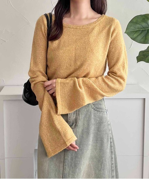 apres jour clair(アプレジュールクレア)の「【apres jour clair】スパンコールラメシアーニット(ニット/セーター・レディース・マスタード/ピンクベージュ/ブラウン系その他/アイボリー/ピンク系その他/ベージュ・X-LARGE/フリー)」の4枚目の写真