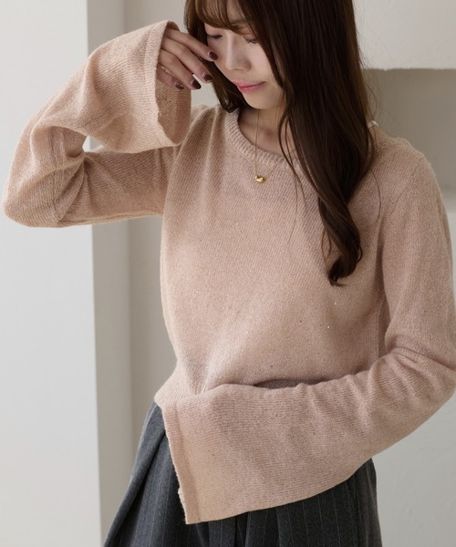 apres jour clair(アプレジュールクレア)の「【apres jour clair】スパンコールラメシアーニット(ニット/セーター・レディース・マスタード/ピンクベージュ/ブラウン系その他/アイボリー/ピンク系その他/ベージュ・X-LARGE/フリー)」の11枚目の写真