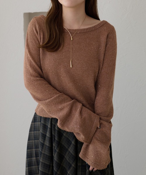 apres jour clair(アプレジュールクレア)の「【apres jour clair】スパンコールラメシアーニット(ニット/セーター・レディース・マスタード/ピンクベージュ/ブラウン系その他/アイボリー/ピンク系その他/ベージュ・X-LARGE/フリー)」の15枚目の写真