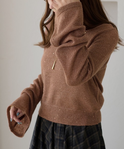 apres jour clair(アプレジュールクレア)の「【apres jour clair】スパンコールラメシアーニット(ニット/セーター・レディース・マスタード/ピンクベージュ/ブラウン系その他/アイボリー/ピンク系その他/ベージュ・X-LARGE/フリー)」の12枚目の写真