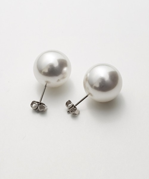 セール】【14mm】 大ぶりパール ピアス (両耳用)（ピアス（両耳