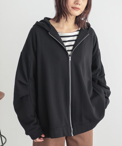 n'OrLABEL（ノアールレーベル）の「『裏シャギー袖ボリュームパーカー』（パーカー・レディース・ライトベージュ/チャコールグレー/ブラック/ネイビー・FREE）」の2枚目の写真