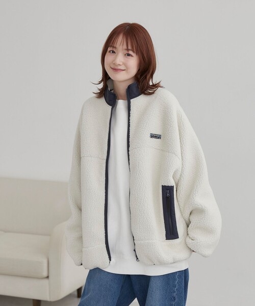 coen（コーエン）の「＜Parknik＞スタンドカラーボアブルゾン（ブルゾン・メンズ・オフホワイト/ネイビー・S/XL/L/M）」の5枚目の写真