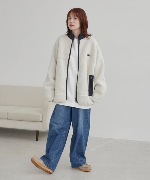 coen（コーエン）の「＜Parknik＞スタンドカラーボアブルゾン（ブルゾン・メンズ・オフホワイト/ネイビー・S/XL/L/M）」の8枚目の写真