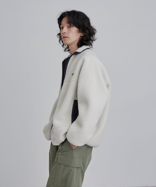 coen（コーエン）の「＜Parknik＞スタンドカラーボアブルゾン（ブルゾン・メンズ・オフホワイト/ネイビー・S/XL/L/M）」の21枚目の写真