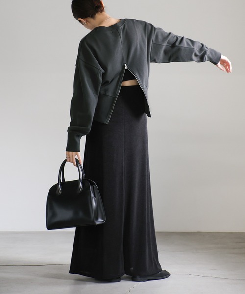 select MOCA(セレクトモカ)の「バックジップオープントップス(スウェット・レディース・スミクロ/オートミール/グレー・FREE)」の9枚目の写真