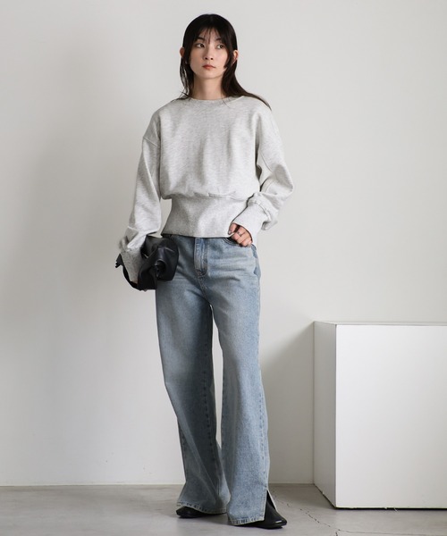 select MOCA(セレクトモカ)の「バックジップオープントップス(スウェット・レディース・スミクロ/オートミール/グレー・FREE)」の6枚目の写真