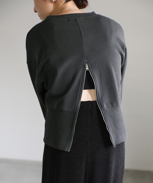 select MOCA(セレクトモカ)の「バックジップオープントップス(スウェット・レディース・スミクロ/オートミール/グレー・FREE)」の7枚目の写真