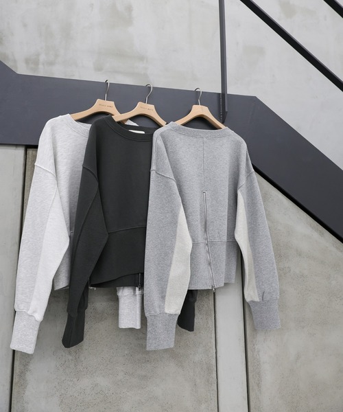 select MOCA(セレクトモカ)の「バックジップオープントップス(スウェット・レディース・スミクロ/オートミール/グレー・FREE)」の18枚目の写真