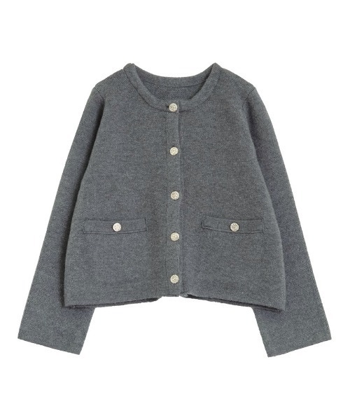 Re:EDIT（リエディ）の「[2025AW COLLECTION][入卒式 セレモニー]ニットゴールドボタンショートコート（ノーカラージャケット・レディース・グレー/アイボリー/ブラック/ブラウン/レッド/イエロー・LARGE/MEDIUM）」の11枚目の写真