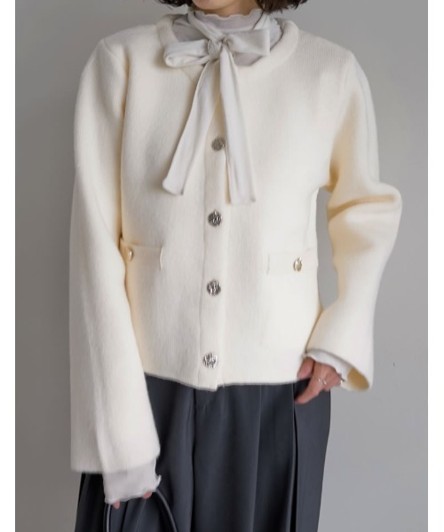 2025AW COLLECTION][入卒式 セレモニー]ニットゴールドボタンショート