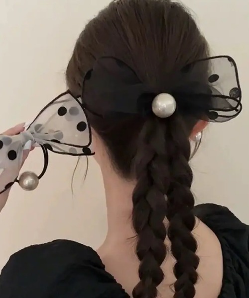 FReePLACe/ドット柄リボン パールヘアゴム R0039（ヘアゴム）｜Mignonjour（ミニョンジュール）のファッション通販 ...