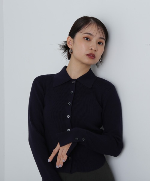 N.（N. Natural Beauty Basic）（エヌエヌナチュラルビューティーベーシック）の「◆フレアカフスポロニット（ニット/セーター・レディース・オフホワイト/ネイビー/オレンジ・MEDIUM）」の19枚目の写真