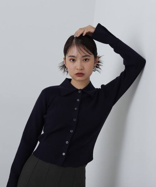 N.（N. Natural Beauty Basic）（エヌエヌナチュラルビューティーベーシック）の「◆フレアカフスポロニット（ニット/セーター・レディース・オフホワイト/ネイビー/オレンジ・MEDIUM）」の20枚目の写真