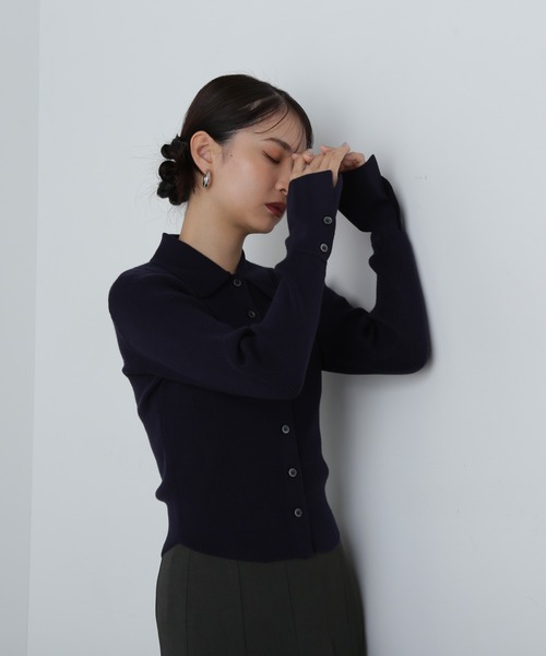 N.（N. Natural Beauty Basic）（エヌエヌナチュラルビューティーベーシック）の「◆フレアカフスポロニット（ニット/セーター・レディース・オフホワイト/ネイビー/オレンジ・MEDIUM）」の21枚目の写真