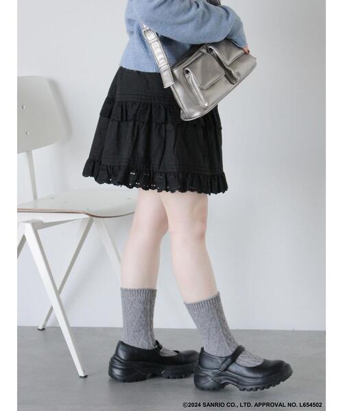 ehka sopo(エヘカソポ)の「【サンリオキャラクターズ】タイニーチャム/レースミニスカート(スカート・レディース・ブラック/オフホワイト・F)」の1枚目の写真