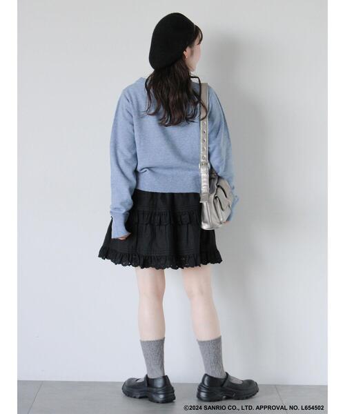 ehka sopo(エヘカソポ)の「【サンリオキャラクターズ】タイニーチャム/レースミニスカート(スカート・レディース・ブラック/オフホワイト・F)」の12枚目の写真