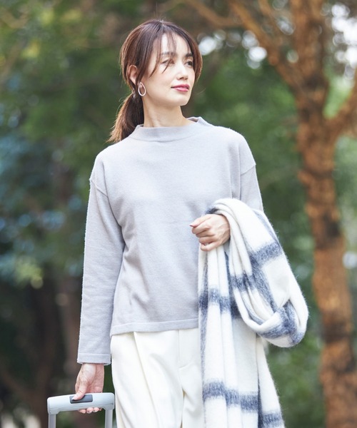 INED（イネド）の「【洗えるウール100％ニット】モックネックプル