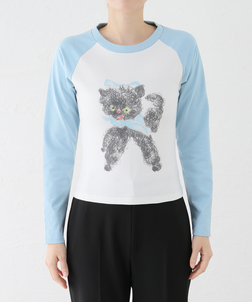 EDIT. FOR LULU(エディットフォールル)の「【YUHAN WANG/ユハン ワン】cat raglan long sleeve top(Tシャツ/カットソー・レディース・ホワイト・SMALL)」の4枚目の写真
