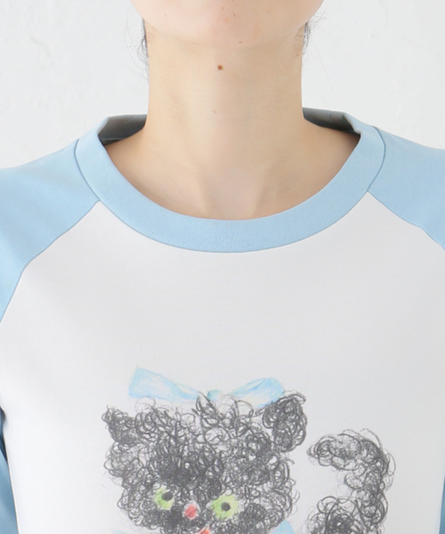 EDIT. FOR LULU(エディットフォールル)の「【YUHAN WANG/ユハン ワン】cat raglan long sleeve top(Tシャツ/カットソー・レディース・ホワイト・SMALL)」の7枚目の写真