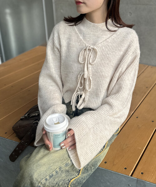 w closet（ダブルクローゼット）の「【SETアイテム】前リボンニット