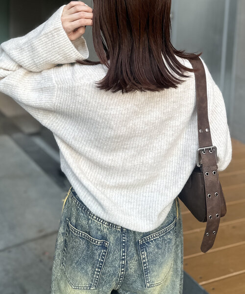 w closet（ダブルクローゼット）の「【SETアイテム】前リボンニットカーディガンSET（カーディガン/ボレロ・レディース・チャコールグレー/アイボリー/ベージュ・FREE）」の7枚目の写真