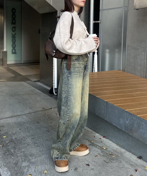 w closet（ダブルクローゼット）の「【SETアイテム】前リボンニットカーディガンSET（カーディガン/ボレロ・レディース・チャコールグレー/アイボリー/ベージュ・FREE）」の11枚目の写真