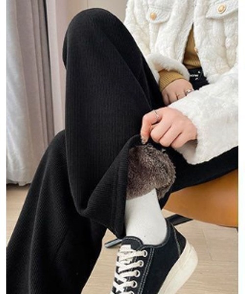 VIVID LADY(ビビッドレディー)の「裏起毛ワイドパンツ 秋冬 あったかパンツ(スウェットパンツ・レディース・ベージュ/ブラック/チャコールグレー・MEDIUM/X-LARGE/LARGE)」の2枚目の写真