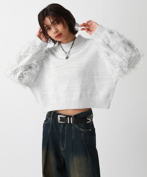 PAGEBOY（ページボーイ）の「ラメハイネックプルオーバー（ニット/セーター・レディース・オフホワイト/ブラック/ブルー・FREE）」の2枚目の写真