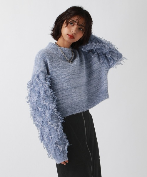 めいページ AZUL BY MOUSSY | ZIPフーディループニットベスト (ニット ) |SHEL