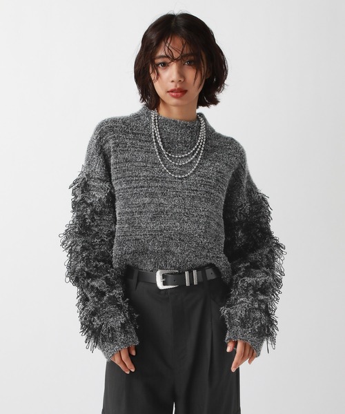 PAGEBOY（ページボーイ）の「ラメハイネックプルオーバー（ニット/セーター・レディース・オフホワイト/ブラック/ブルー・FREE）」の7枚目の写真