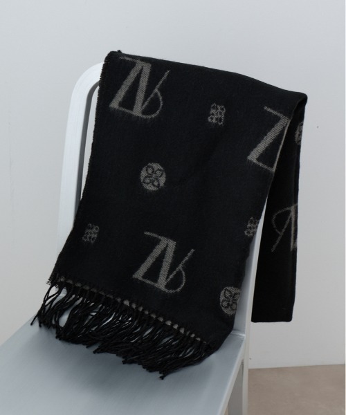 AZUL by moussy(アズールバイマウジー)の「モノグラム柄ストール(ストール/ショール・レディース・アイボリー/ブラック・FREE)」の2枚目の写真