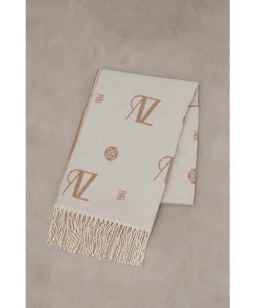 AZUL by moussy(アズールバイマウジー)の「モノグラム柄ストール(ストール/ショール・レディース・アイボリー/ブラック・FREE)」の5枚目の写真