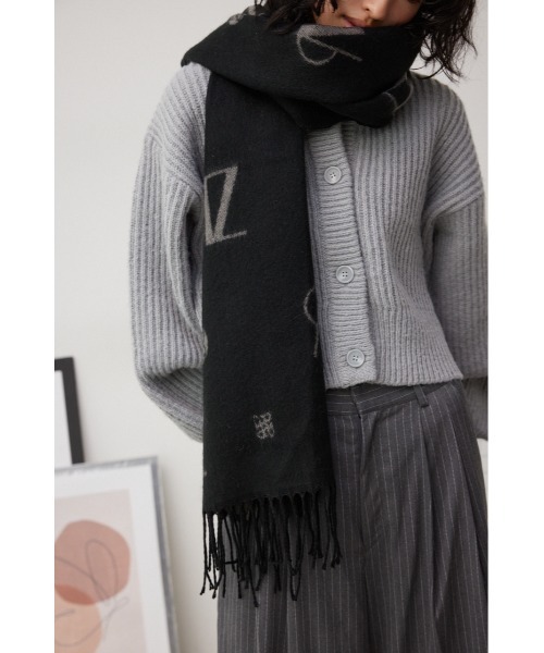 AZUL by moussy(アズールバイマウジー)の「モノグラム柄ストール(ストール/ショール・レディース・アイボリー/ブラック・FREE)」の8枚目の写真