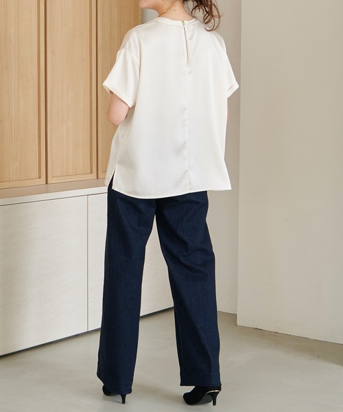 ブラウス シャツ バックジップサテンTブラウス レディース バックジップサテンTブラウス Emma Taylor│STYLEDOOR スタイルドア