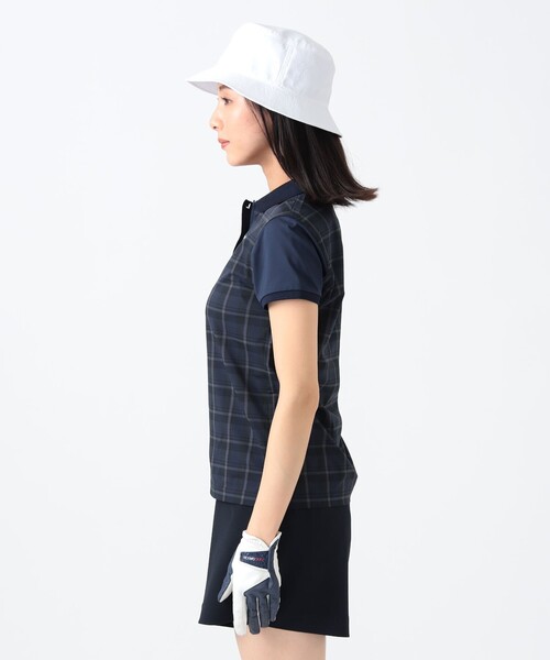 BEAMS - 【美品】Sサイズ BEAMS GOLF ビームスゴルフ ポロシャツ チェック セール】〈WOMEN〉PURPLE LABEL / チェック 切り替え ポロシャツ