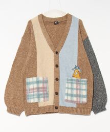 343144：UFO刺繍バイカラーニットカーディガン