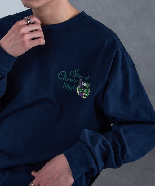 AIRWALK（エアウォーク）の「【AIRWALK】ワンポイントモンスターグラフィック オーバーサイズロンT（Tシャツ/カットソー・メンズ・グレー/ブラック/ネイビー/ホワイト/グリーン・M/L/XL/S）」の5枚目の写真