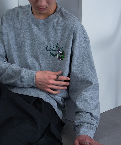 AIRWALK（エアウォーク）の「【AIRWALK】ワンポイントモンスターグラフィック オーバーサイズロンT（Tシャツ/カットソー・メンズ・グレー/ブラック/ネイビー/ホワイト/グリーン・M/L/XL/S）」の3枚目の写真