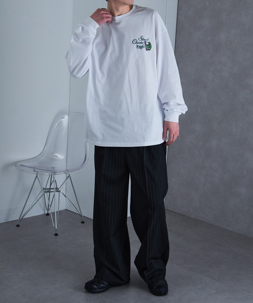 AIRWALK（エアウォーク）の「【AIRWALK】ワンポイントモンスターグラフィック オーバーサイズロンT（Tシャツ/カットソー・メンズ・グレー/ブラック/ネイビー/ホワイト/グリーン・M/L/XL/S）」の20枚目の写真