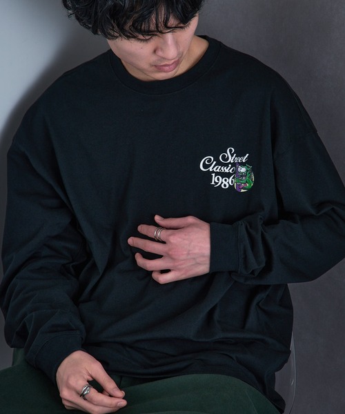 AIRWALK（エアウォーク）の「【AIRWALK】ワンポイントモンスターグラフィック オーバーサイズロンT（Tシャツ/カットソー・メンズ・グレー/ブラック/ネイビー/ホワイト/グリーン・M/L/XL/S）」の11枚目の写真