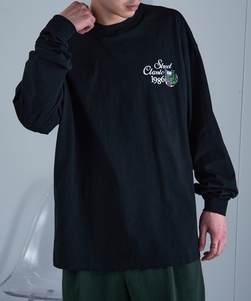 AIRWALK（エアウォーク）の「【AIRWALK】ワンポイントモンスターグラフィック オーバーサイズロンT（Tシャツ/カットソー・メンズ・グレー/ブラック/ネイビー/ホワイト/グリーン・M/L/XL/S）」の12枚目の写真