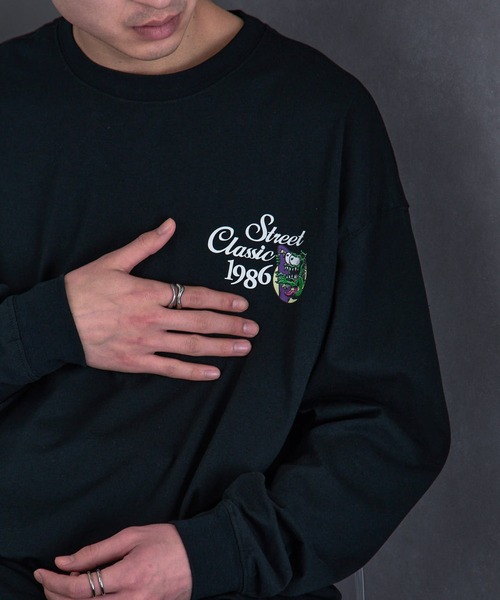 AIRWALK（エアウォーク）の「【AIRWALK】ワンポイントモンスターグラフィック オーバーサイズロンT（Tシャツ/カットソー・メンズ・グレー/ブラック/ネイビー/ホワイト/グリーン・M/L/XL/S）」の21枚目の写真